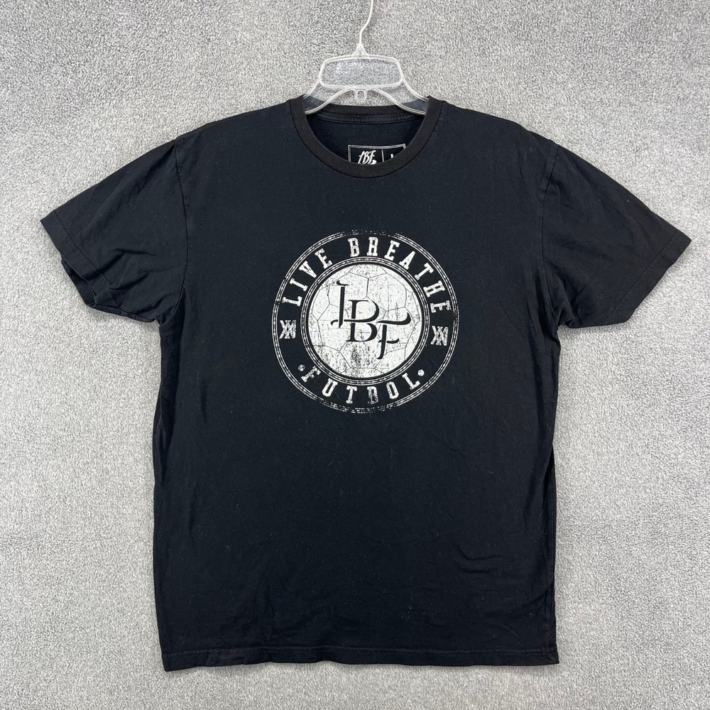 LBF Live Breathe Futbol Black Graphic T Shirt‎ Mens Size Large Soccer Sportswear